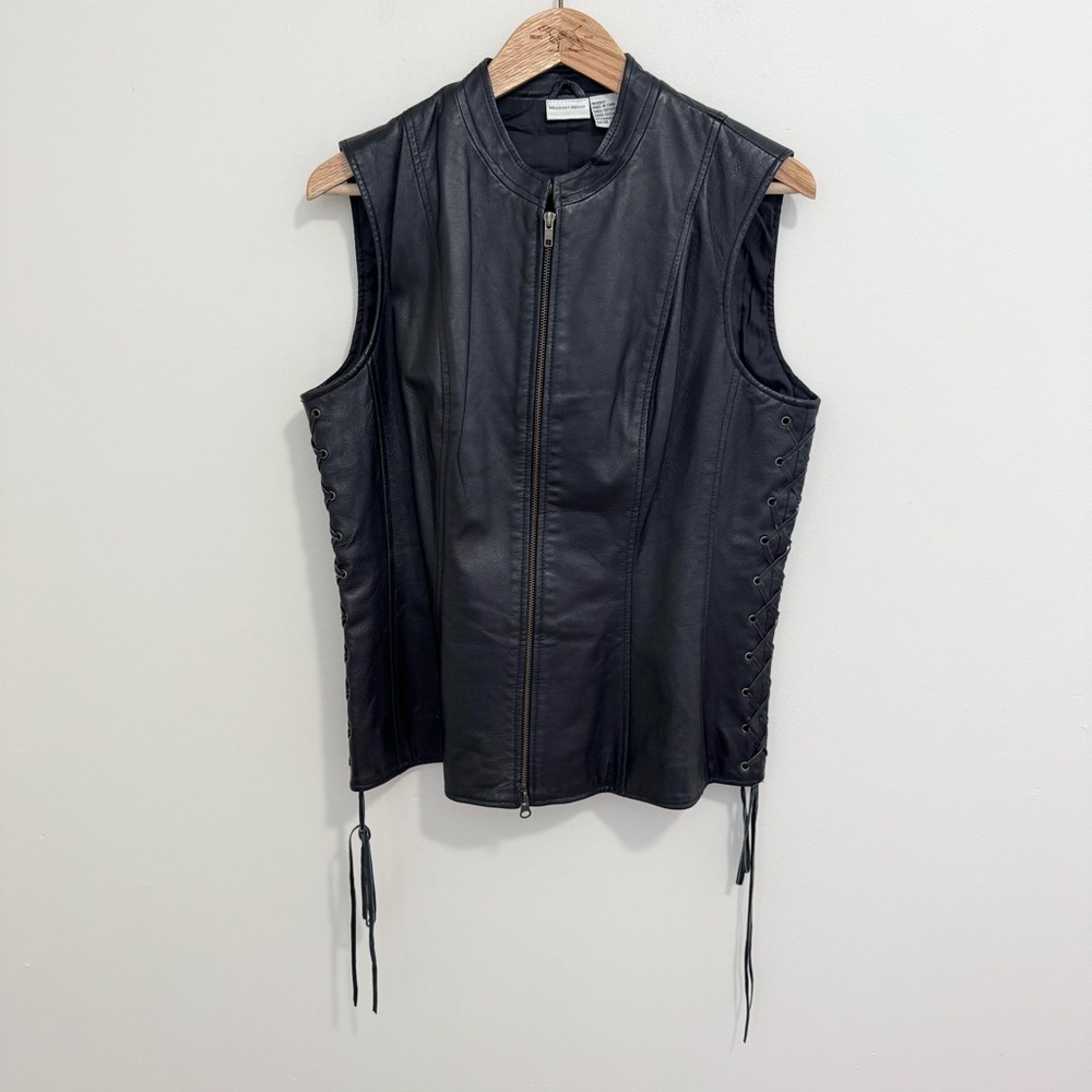 Vintage Newport News Black Leather Vest